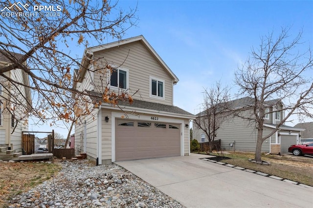 exterior space with a garage