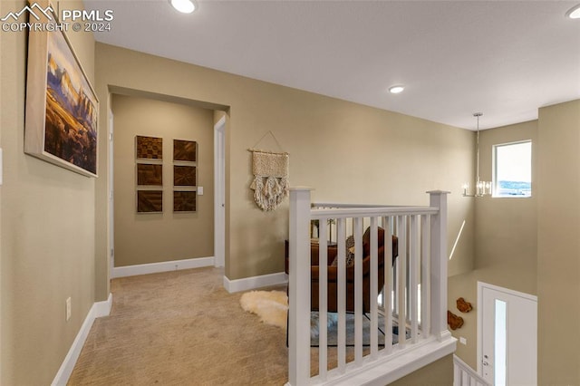 stairway with carpet flooring