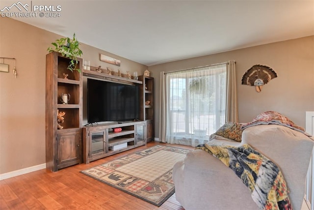 living room with light hardwood / wood-style floors