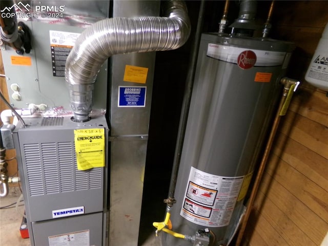 utilities with heating unit and gas water heater