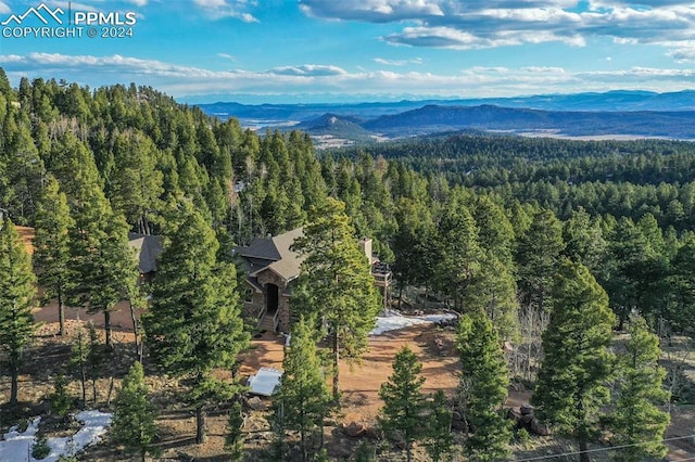 bird's eye view with a mountain view