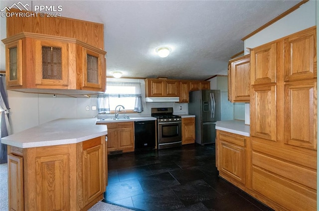 kitchen with sink and black appliances