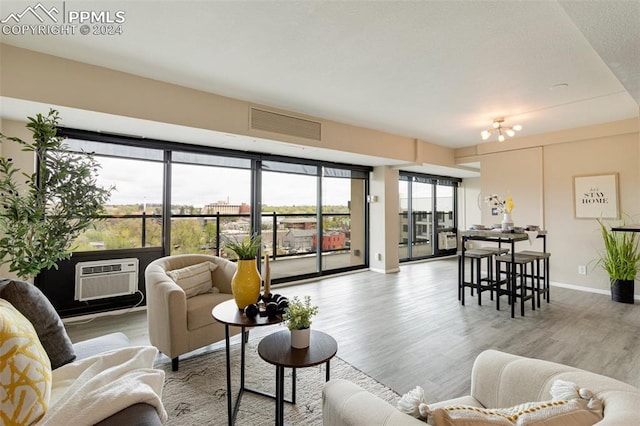 living room featuring light hardwood / wood-style floors