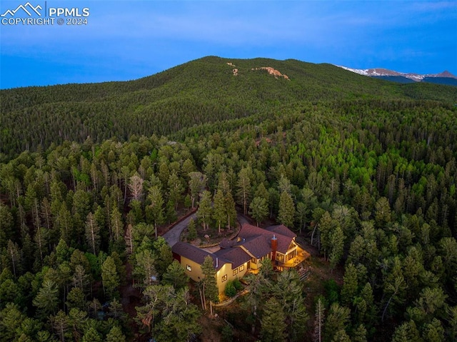 bird's eye view with a mountain view