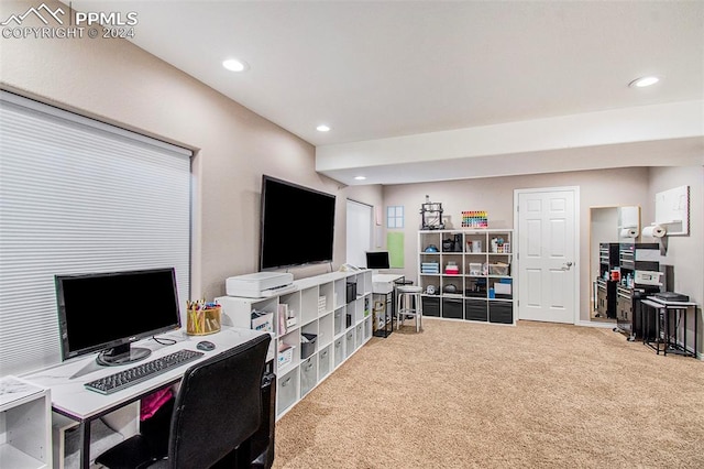 home office featuring carpet floors