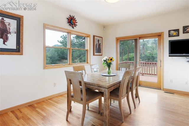 dining room with light hardwood / wood-style flooring