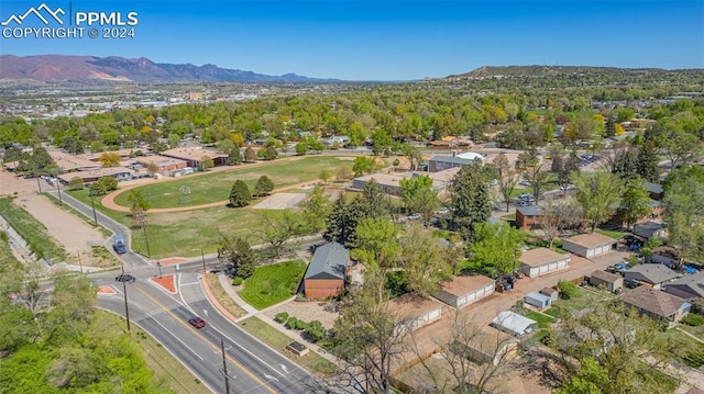 aerial view with a mountain view