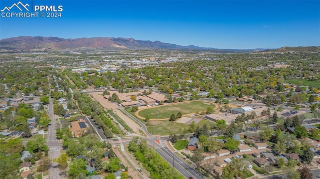 drone / aerial view with a mountain view