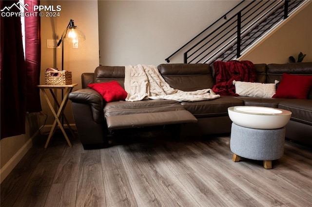 living room with hardwood / wood-style floors