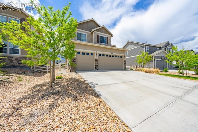 craftsman inspired home featuring a garage