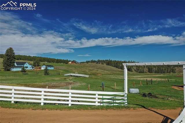 view of yard with a rural view