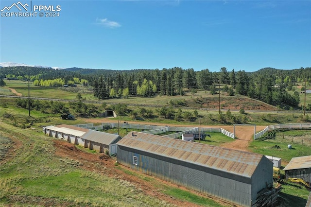 drone / aerial view with a rural view