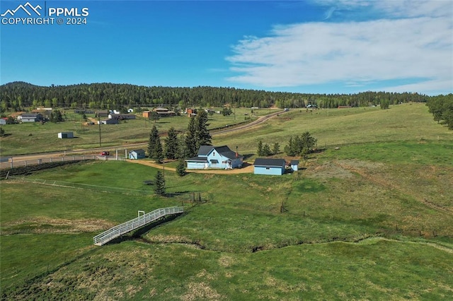 aerial view featuring a rural view