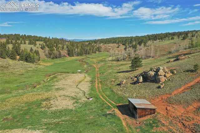 aerial view featuring a rural view