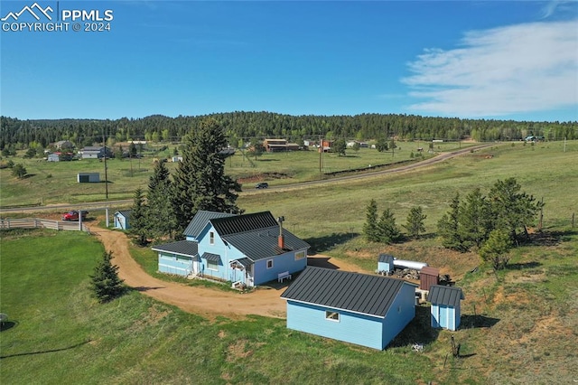 drone / aerial view with a rural view