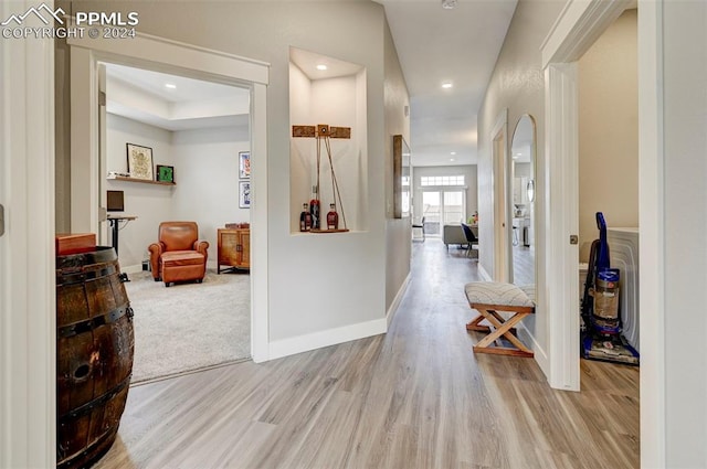 hallway featuring light wood-type flooring