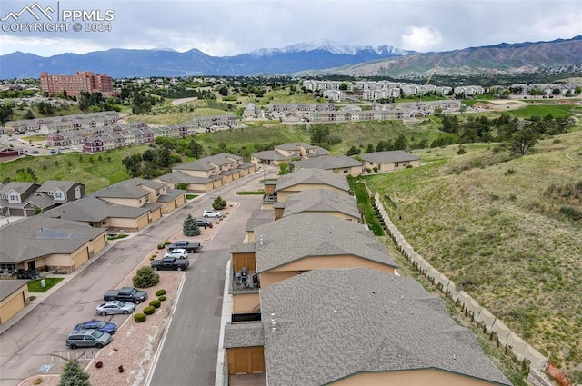 drone / aerial view with a mountain view