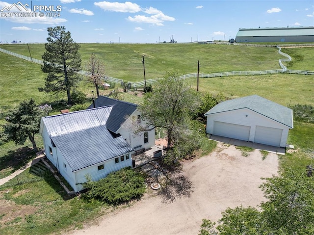 aerial view featuring a rural view