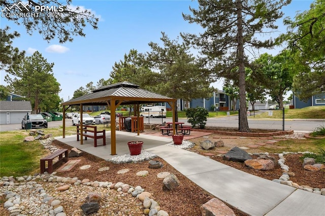 view of property's community with a gazebo