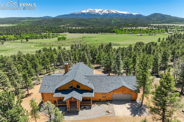 bird's eye view with a mountain view