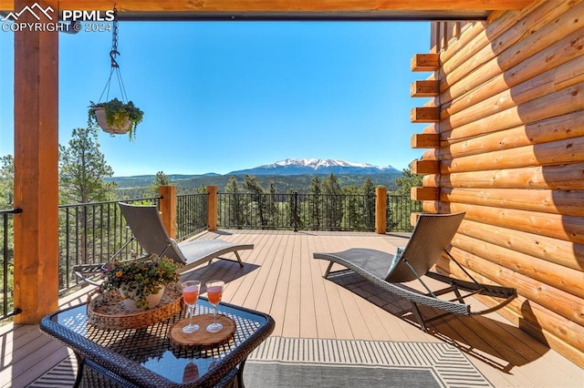 deck featuring a mountain view