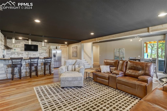 living room featuring light hardwood / wood-style flooring