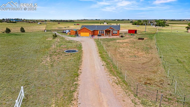 drone / aerial view with a rural view