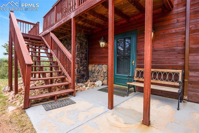 view of patio with a wooden deck