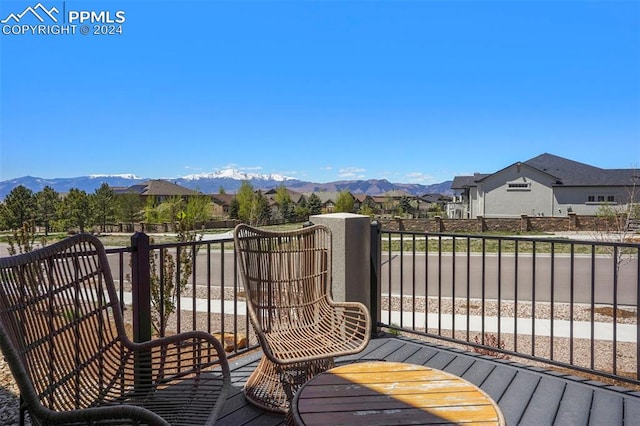 deck with a mountain view