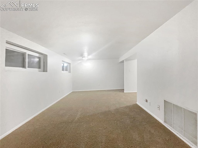 basement with carpet