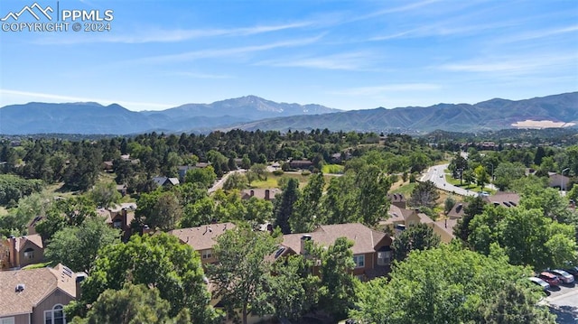 bird's eye view with a mountain view