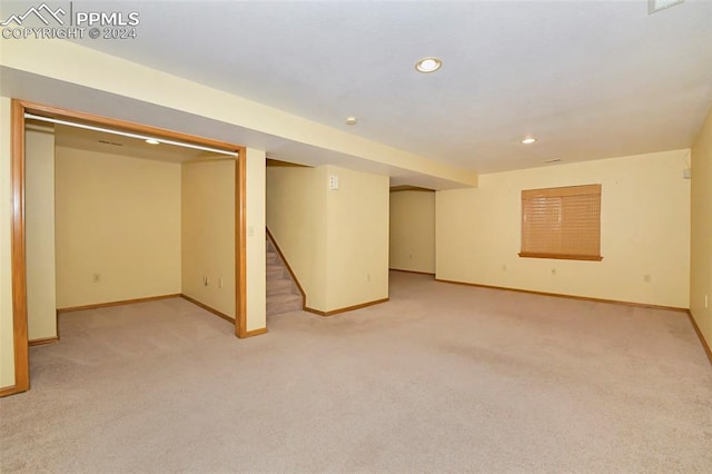 basement with carpet