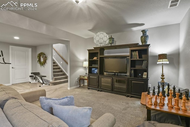 living room with carpet floors