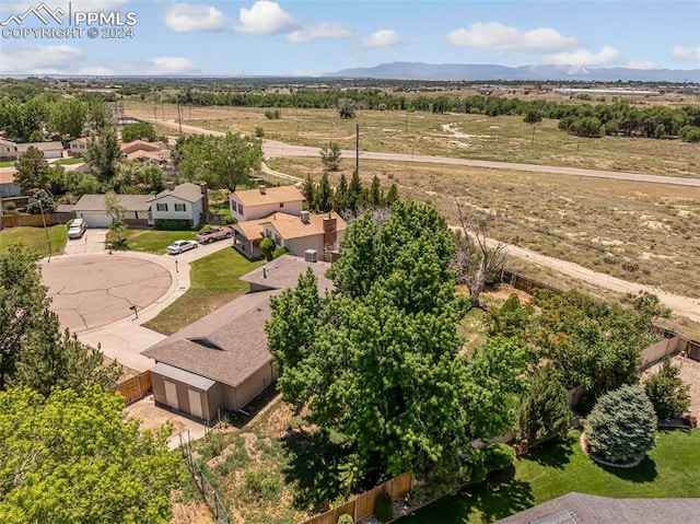 drone / aerial view with a mountain view