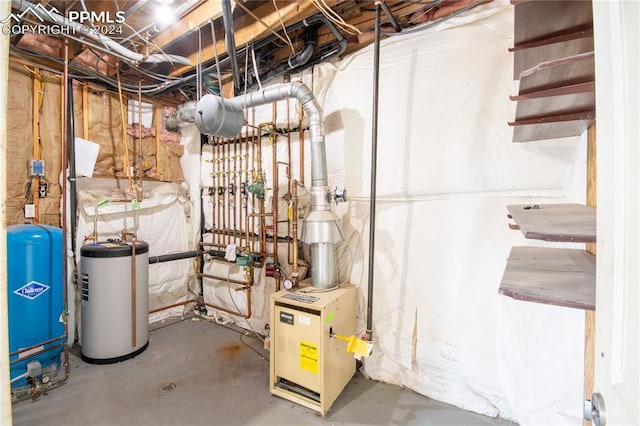 utility room featuring water heater