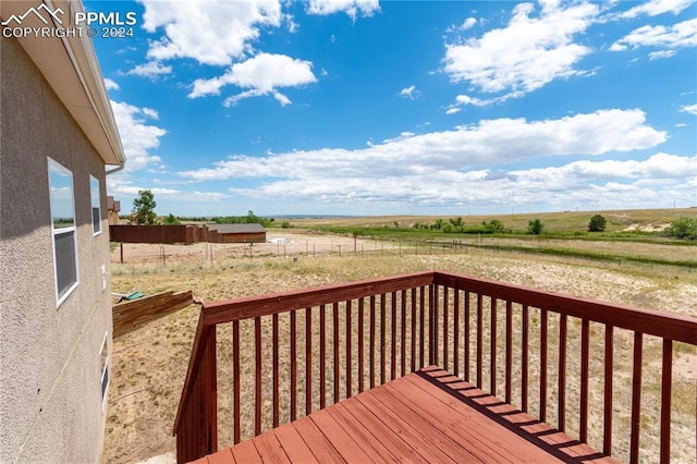 deck with a rural view