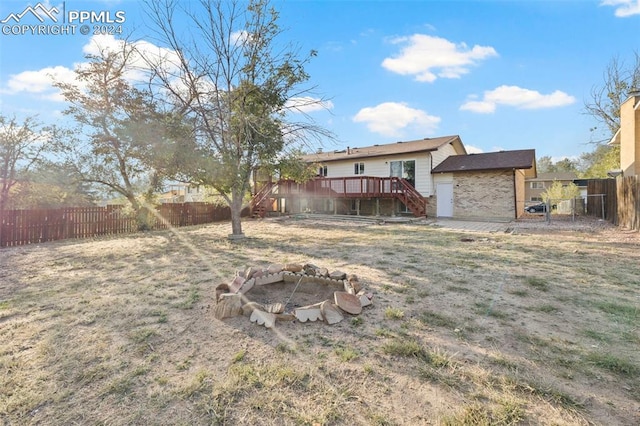 view of yard featuring a deck