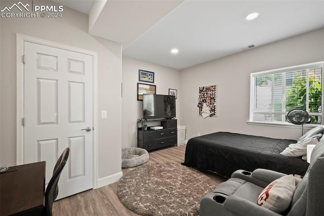 bedroom featuring wood-type flooring