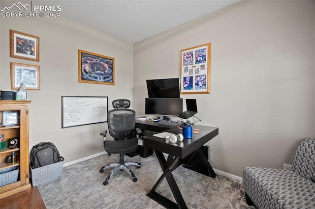 office space featuring hardwood / wood-style flooring