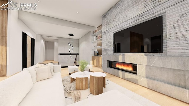 living room featuring light hardwood / wood-style flooring