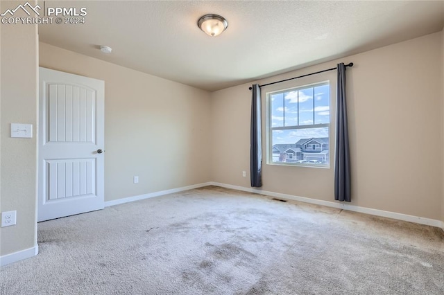 unfurnished room with light colored carpet