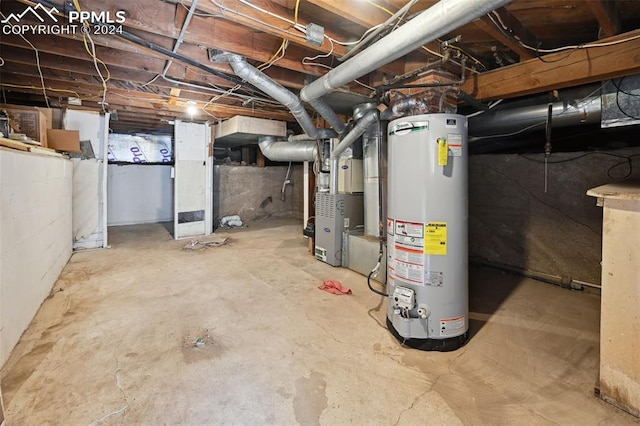 basement with gas water heater