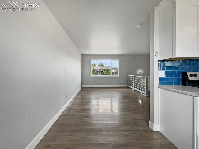 interior space with dark wood-type flooring