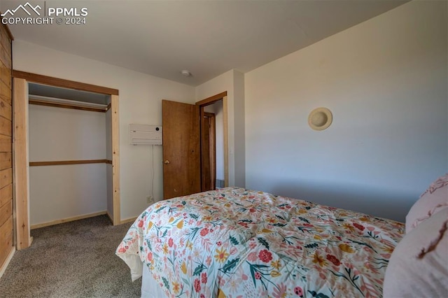 carpeted bedroom featuring a closet