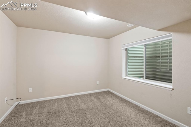 basement featuring light carpet