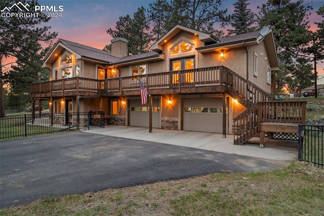 view of front of home with a garage