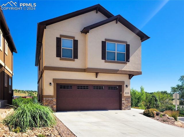 view of front of house with a garage