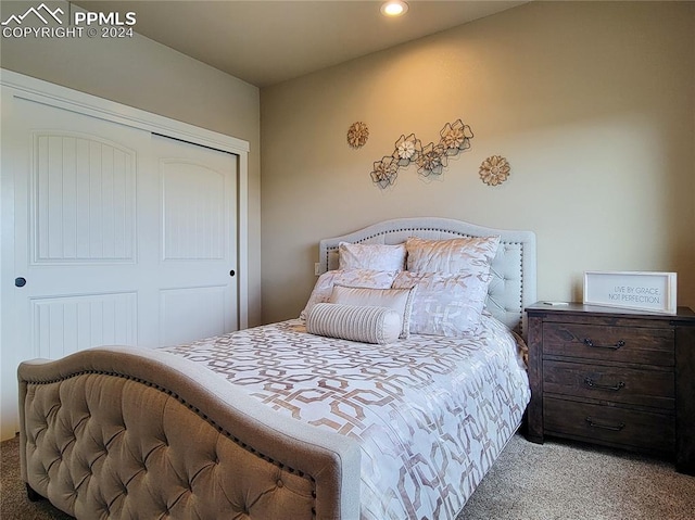 carpeted bedroom featuring a closet