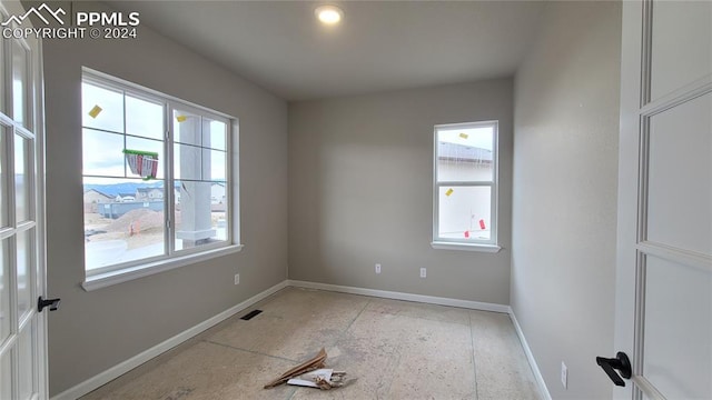 spare room with a wealth of natural light