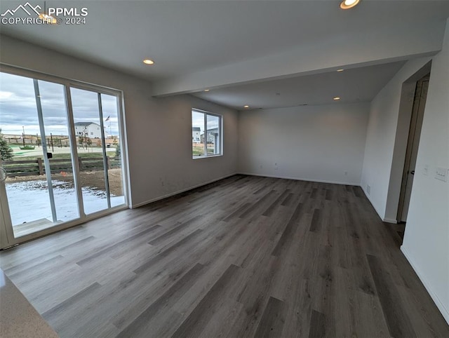 empty room with dark wood-type flooring